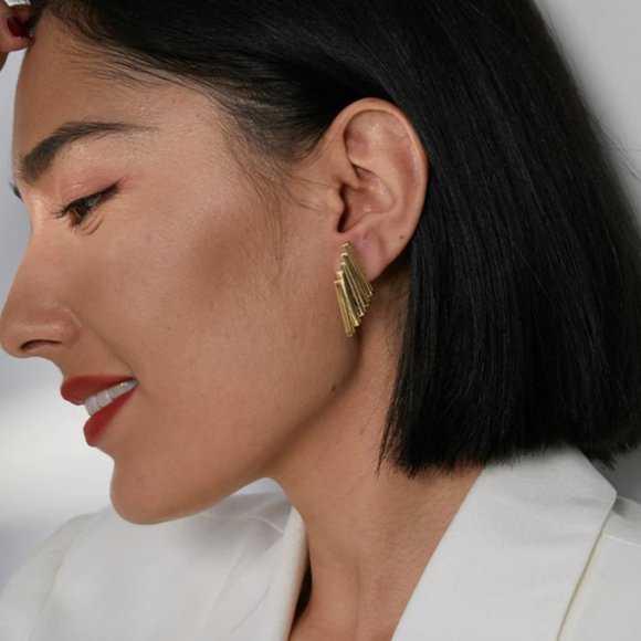 Gold Stacked stud earring - Picture 3 of 8